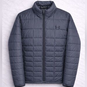 Under Armour Men’s ColdGear Insulated Puffer Jacket Gray Full Zip XXL